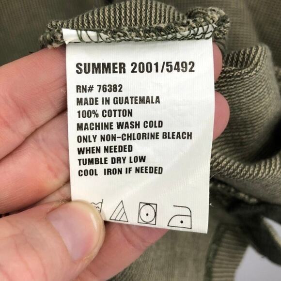 Timberland Men's Waffle Knit Shirt M Green Short Sleeve Crew Neck Cotton Y2K - Picture 9 of 10